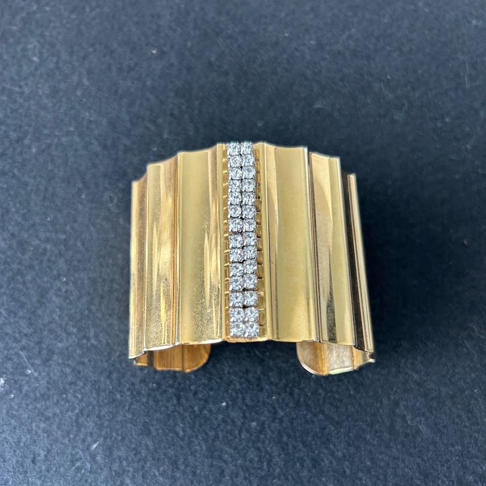 A.V. Max New York Gold Tone Cuff Bracelet with Rhinestones
